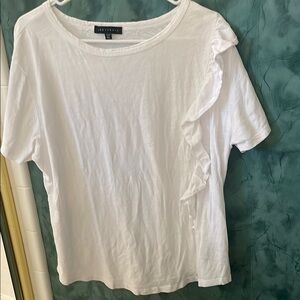Sanctuary White Short Sleeve Top with Ruffle